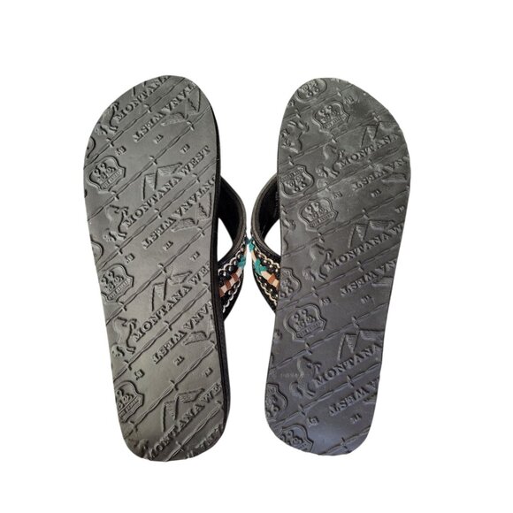 Montana West Concho Sandals Womens 10 Western Platform Flip Flops Thongs - Picture 6 of 11